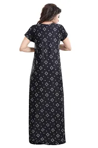 Be You Women's Satin Floral Maxi Maternity Nighty (BUF-GOWN-1777_Jet Black)-thumb1
