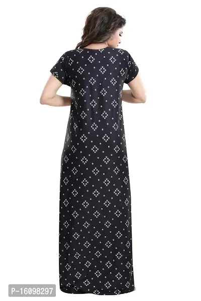 Be You Women's Satin Floral Maxi Maternity Nighty (BUF-GOWN-1777_Jet Black)-thumb2