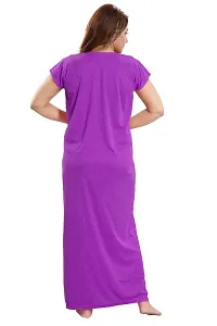 Be You Striped Cotton Maternity Gown/Feeding Gown for Women, Purple - L-thumb1