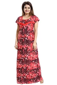 Be You Women's Satin Floral Maxi Maternity/Nursing/Feeding Nighty (BUF-COMBO-1579_1669_Red-Turquoise_Free Size)-thumb3