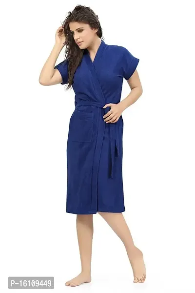 Be You Fashion Dark Blue Cotton Bathrobe-thumb0