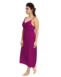 Be You Magenta Solid Women Satin Nighty with Robe (Free Size)-thumb1