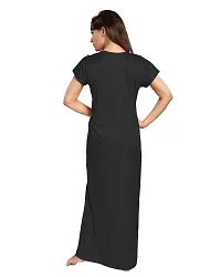 Be You Satin Plain Women Nightgown/Nighty/Nightwear Black-thumb1