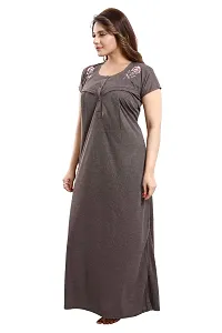 Be You Women's Cotton Striped Maxi Maternity/Nursing/Feeding Nighty (BUF-GOWN-1492_Chocolate Brown_Free Size)-thumb4