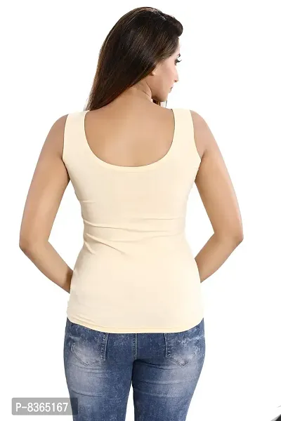 Lovira Women Cotton Solid Tank Top - Beige - Size: M (Bust 32 Inches)-thumb4