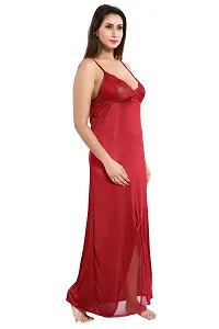 Lovira Women Satin Solid Nightwear Set (Pack of 2) (LVR_NIGHTY_1628_Maroon_Free Size)-thumb2