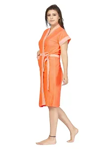 Peignoir Fashion Terry Cotton Orange Solid Two-tone Bathrobe for Women-thumb2