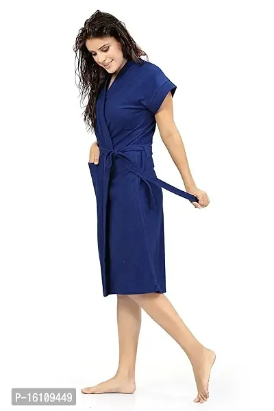 Be You Fashion Dark Blue Cotton Bathrobe-thumb4