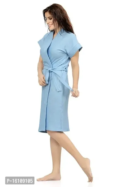 Be You Fashion Light Blue Cotton Bathrobe-thumb3