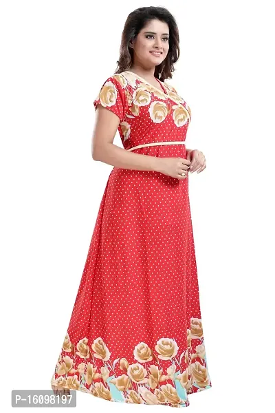 Be You Women Polka Dots Nighty/Nightgowns - Free Size (Red)-thumb2