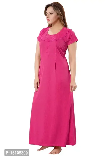 Be You Striped Cotton Maternity Gown/Feeding Gown for Women, Pink - L-thumb4