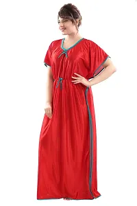 Be You Kaftan Women Satin Nighty/Night Gowns (Red, Free Size)-thumb3