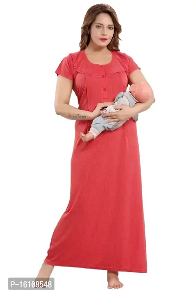 Buy Be You Cotton Striped Maternity Nighty for Women Online In