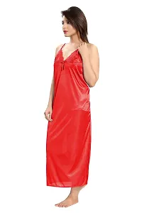 Be You Satin Women's Nighty with Robe Red-thumb2