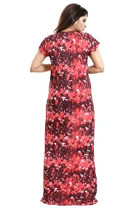 Be You Women's Satin Floral Maxi Maternity/Feeding Nighty (BUF-COMBO-1579_1605, Red Pink, Free Size)-thumb1