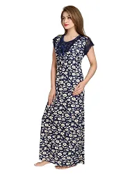 Lovira Women's Satin Printed Maxi Night Gown(BU-GOWN-194_Dark Blue_Free Size)-thumb2