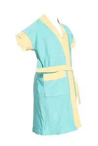 Be You Kids Cotton Two-Tone Bath Gown/Bath Robe for Girls - Turquoise - XX-Small-thumb1