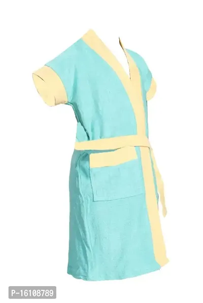 Be You Kids Cotton Two-Tone Bath Gown/Bath Robe for Girls - Turquoise - XX-Small-thumb2