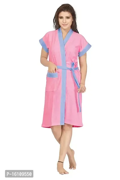 Be You Pink-Purple Terry Cotton Two-Tone Women Bath Robe-thumb0