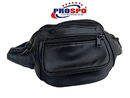 Prospo Waist Pack, Travel Handy Hiking Zip Pouch, Passport Holder, Document Money Phone Belt, Sports Bag, Bum Bag (Unisex) Synthetic Leather (Black) (Brown)-thumb1