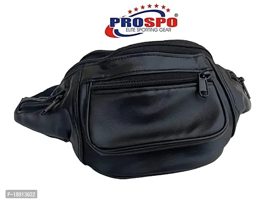 Prospo Waist Pack, Travel Handy Hiking Zip Pouch, Passport Holder, Document Money Phone Belt, Sports Bag, Bum Bag (Unisex) Synthetic Leather (Black) (Brown)-thumb2