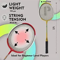 PROSPO 1000 Beginners Super Shot Steel Badminton Racquet with Free Cover High Modulus Aluminum, Superlight Carbon Fiber Badminton Racquets (Yellow) Glossy Finish-thumb2