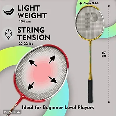 PROSPO 1000 Beginners Super Shot Steel Badminton Racquet with Free Cover High Modulus Aluminum, Superlight Carbon Fiber Badminton Racquets (Yellow) Glossy Finish-thumb3