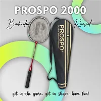 Prospo 2000 Lightweight Steel Badminton Racquet with Free Cover  Aluminum  Racquets (Red)-thumb1