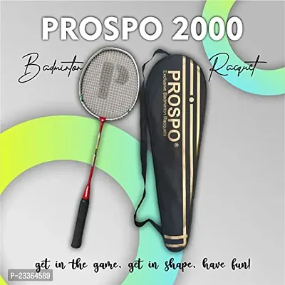 Prospo 2000 Lightweight Steel Badminton Racquet with Free Cover  Aluminum  Racquets (Red)-thumb2