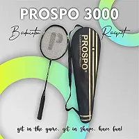 Prospo 3000 Lightweight Steel Badminton Racquet with Free Cover  Aluminum  Racquets (Charcoal)-thumb1