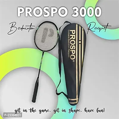 Prospo 3000 Lightweight Steel Badminton Racquet with Free Cover  Aluminum  Racquets (Charcoal)-thumb2