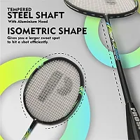 Prospo 3000 Lightweight Steel Badminton Racquet with Free Cover  Aluminum  Racquets (Charcoal)-thumb2