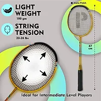 Prospo 3000 Lightweight Steel Badminton Racquet with Free Cover  Aluminum  Racquets(Golden)-thumb3