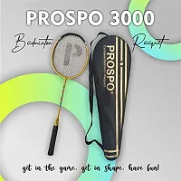 Prospo 3000 Lightweight Steel Badminton Racquet with Free Cover  Aluminum  Racquets(Golden)-thumb2