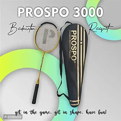 Prospo 3000 Lightweight Steel Badminton Racquet with Free Cover  Aluminum  Racquets(Golden)-thumb3