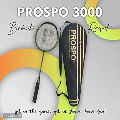 Prospo 3000 Lightweight Steel Badminton Racquet with Free Cover  Aluminum Badminton Racquets (Green)-thumb3