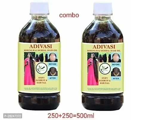 adivasi bhringraj herbal hair growth hair oil for men  women pack of 2(2*250ml)-thumb0