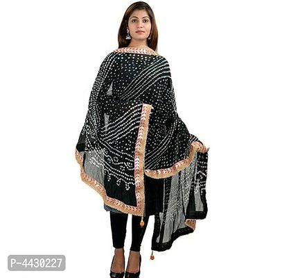 Elite Black Rajasthani Art Silk Dupatta For Women