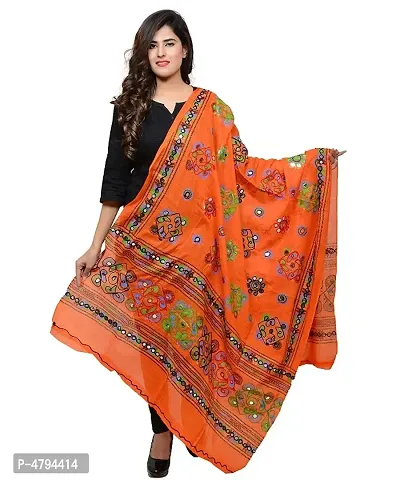 Trendy Beautiful Cotton Embroidered Mirror work Dupatta