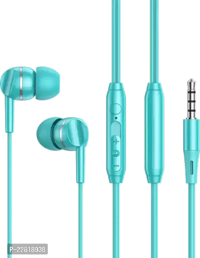 Sky Blue In Ear Wired Earphones with Mic-thumb0