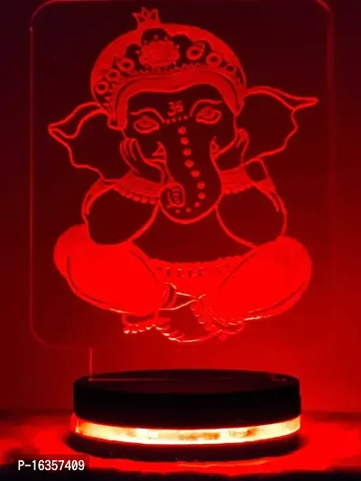 Stylish Ganpati Ji Night Led Lamp (7 Color) Table Lamp Night Lamp (15 Cm, Multicolor)