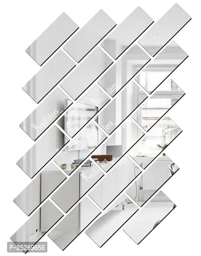 Designer 25 Rectangle Silver Acrylic Mirror Wall Stickers