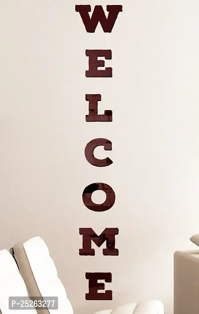 Designer Welcome Brown Acrylic Mirror Wall Stickers-thumb3