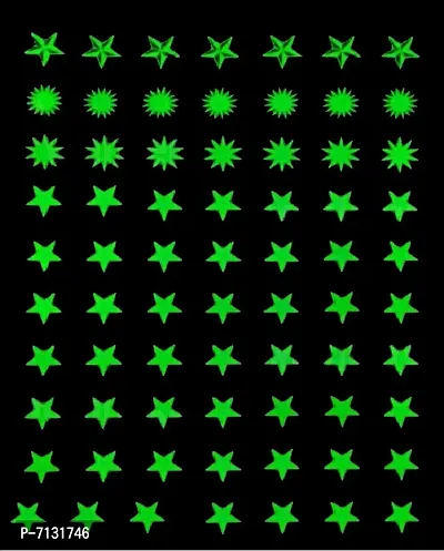 Designer Green  Fluorescent Night Glow In The Dark Star Vinyl Wall Sticker, Stars For Ceiling, Radium Stickers For Bedroom - Pack Of 165 Stars Big And Small-thumb3