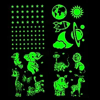 Designer Green  Fluorescent Night Glow In The Dark Star Wall Sticker - Pack Of 134 Stars Big And Small, Radium Sticker. - Jungle Glow-thumb2