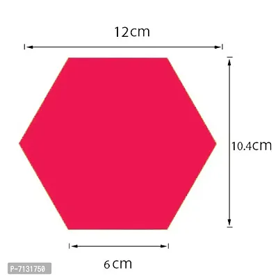 Designer 7 Acrylic Hexagon Mirror Wall Stickers - Silver, Each Hexagon Size 12.1 cm X 10.5-thumb2