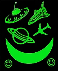 Designer Green  Fluorescent Night Glow In The Dark Star Vinyl Wall Sticker, Stars For Ceiling, Radium Stickers For Bedroom - Pack Of 165 Stars Big And Small-thumb4
