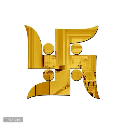 Designer 1 Swastika Golden, Acrylic Mirror Wall Decor Sticker For Wall