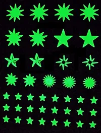 Designer Green  Fluorescent Night Glow In The Dark Star Vinyl Wall Sticker, Stars For Ceiling, Radium Stickers For Bedroom - Pack Of 165 Stars Big And Small-thumb3