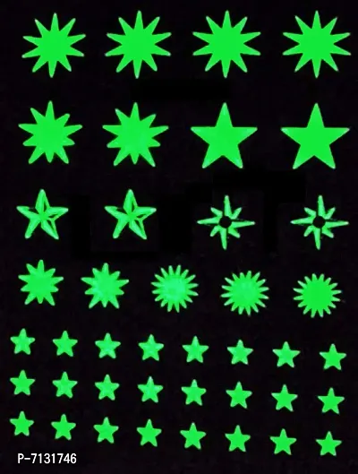 Designer Green  Fluorescent Night Glow In The Dark Star Vinyl Wall Sticker, Stars For Ceiling, Radium Stickers For Bedroom - Pack Of 165 Stars Big And Small-thumb4